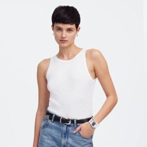 Madewell (Re)generative Cotton Essential High-Neck Tank NWT in White Small
